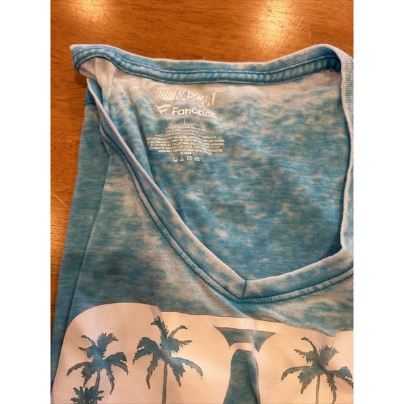 NASCAR Fanatics Womens T Shirt Large Aqua Blue Homestead Miami Speedway Burnout - Picture 8 of 8